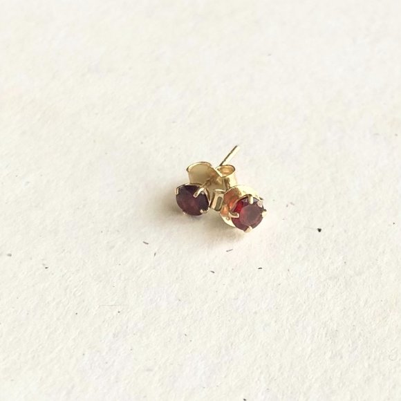 Garnet Solitaire Stud Earrings - Picture 3 of 6